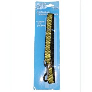 Dog LEASH Paws N Claws Lead 48"L X 1/2"W Yellow & Black Petcore Puppy Pet NWT